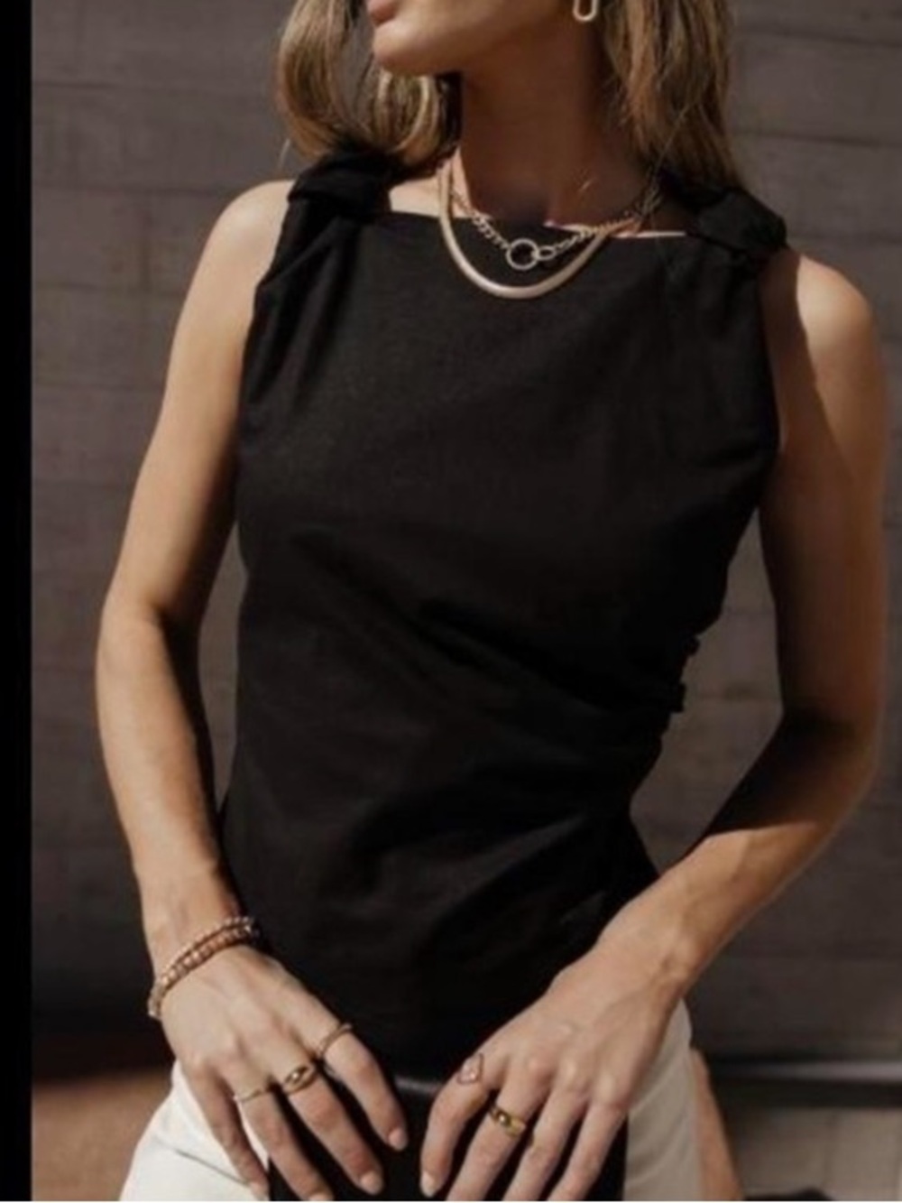 Bohme Sleeveless Knot-Shoulder Tank Top